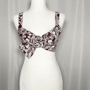 NWT Zara Floral Knot Front Crop Top size large
